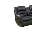 Benjara 3 PC Bonded Leather Upholstered Reclining Sectional with Console- Black