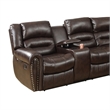 Benjara Bonded Leather 3 Piece Reclining Sectional- Brown