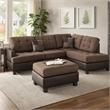 Benjara Polyfiber 3 Pieces Sectional Set In Choco Brown