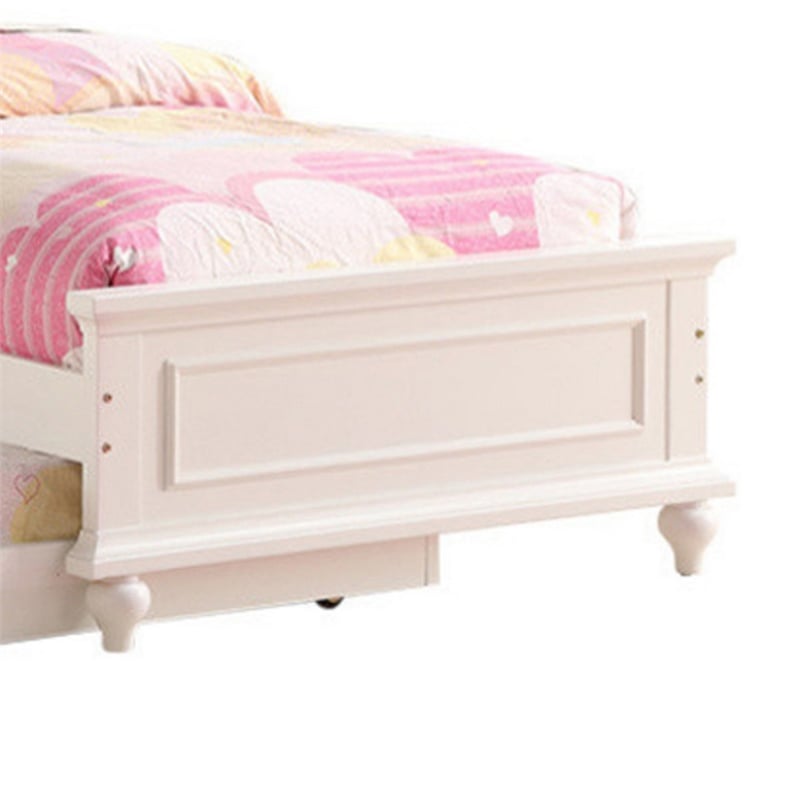 Benjara Cherub Twin Size Bed With Trundle In Pink And White