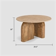 Benjara Cid Elis End Table- Beige Marble- Solid Wood Frame- Round 30