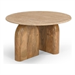 Benjara Cid Elis End Table- Beige Marble- Solid Wood Frame- Round 30