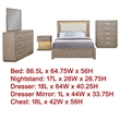 Benjara Keno 5pc Queen Bedroom Set- Underbed Storage- LED- Beige Upholstered