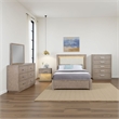 Benjara Keno 5pc Queen Bedroom Set- Underbed Storage- LED- Beige Upholstered