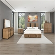 Benjara Reon 5pc Queen Bedroom Set with Storage- Ash Brown Fluted Panel