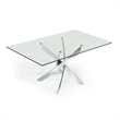 Benjara Metal & Glass Rectangular Dining Table w/ Entwining Legs- Silver & Clear
