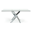 Benjara Metal & Glass Rectangular Dining Table w/ Entwining Legs- Silver & Clear