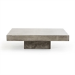 Benjara Square Concrete Coffee Table with Pedestal Base- Gray