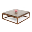 Benjara Square Shape Rustic Steel Framed Coffee Table w/ Concrete Top-Brown/Gray