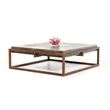Benjara Square Shape Rustic Steel Framed Coffee Table w/ Concrete Top-Brown/Gray