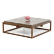 Benjara Square Shape Rustic Steel Framed Coffee Table w/ Concrete Top-Brown/Gray