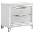 Benjara Mory 5pc Queen Bedroom Set- Herringbone Graphic Pattern- LED- White