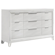 Benjara Mory 5pc Queen Bedroom Set- Herringbone Graphic Pattern- LED- White