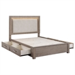 Benjara Keno 4pc Queen Bedroom Set- Underbed Storage- LED- Beige Upholstered
