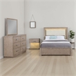Benjara Keno 4pc Queen Bedroom Set- Underbed Storage- LED- Beige Upholstered
