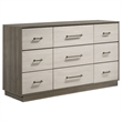 Benjara Fene 4pc Queen Bedroom Set- Gray- Brown- Built In Headboard Bookcase