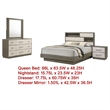 Benjara Fene 4pc Queen Bedroom Set- Gray- Brown- Built In Headboard Bookcase