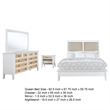Benjara Heo 4pc Queen Bedroom Set- Rattan Woven Drawer- Brown Fabric- White