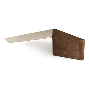 Benjara 88&quotCid Pola Desk with Cabinet- Brown Wood- Beige Faux Leather