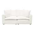 Benjara Agg 2pc Modular Sofa- Ivory Faux Shearing Fabric- 2 Accent Pillows