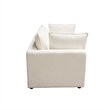 Benjara Agg 2pc Modular Sofa- Ivory Faux Shearing Fabric- 2 Accent Pillows