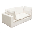 Benjara Agg 2pc Modular Sofa- Ivory Faux Shearing Fabric- 2 Accent Pillows