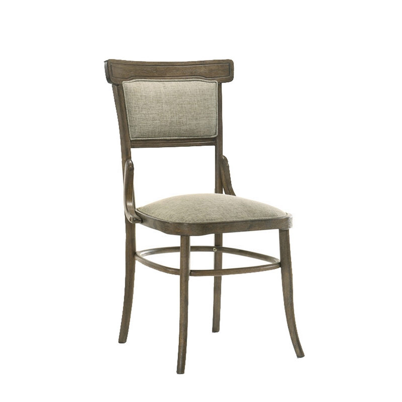 Benjara 7 PC Wood Dining Table Set- Rectangular Top- Padded Chairs- Brown Beige