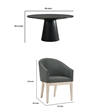 Benjara 5 Piece Round Dining Table Set- Padded Curved Armchairs- Gray and Beige