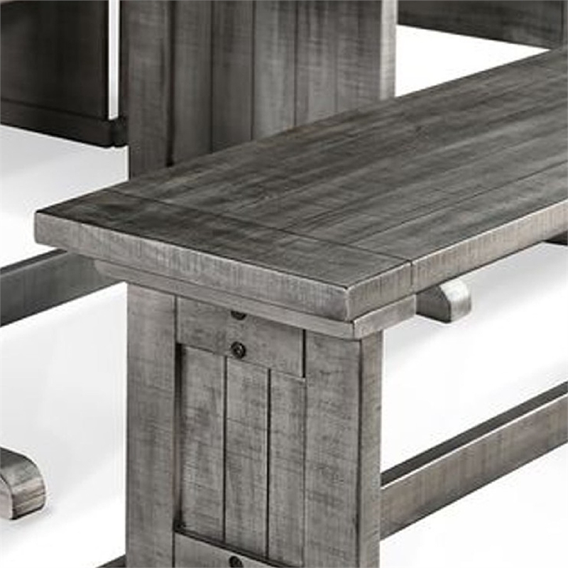 Benjara Zeka 4pc Breakfast Nook Dining with Storage Bench Set-Gray Mahogany Wood