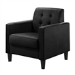 Benjara Oz Living Room Set with 2 Velvet Armchairs- Wood Accent End Table- Black