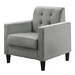 Benjara Oz Living Room Set with 2 Velvet Armchairs- Wood Accent End Table- Gray