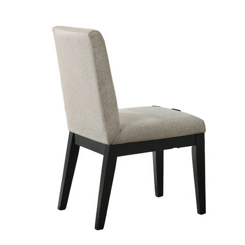 Benjara Kiy 5pc Black Dining Table Set with 4 Ergonomic Chairs- Beige Upholstery