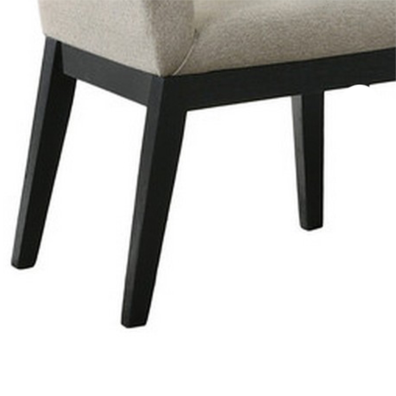 Benjara Kiy 5pc Black Dining Table Set with 4 Ergonomic Chairs- Beige Upholstery