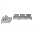 Benjara Alaya 5pc Modular Sectional Sofa with 2 Ottomans- Gray Velvet Upholstery