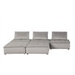 Benjara Alaya 5pc Modular Sectional Sofa with 2 Ottomans- Gray Velvet Upholstery