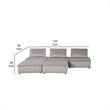 Benjara Alaya 5pc Modular Sectional Sofa with 2 Ottomans- Gray Velvet Upholstery