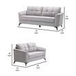 Benjara Odin 2 PC Sofa & Loveseat Set- Light Gray Linen Upholstery