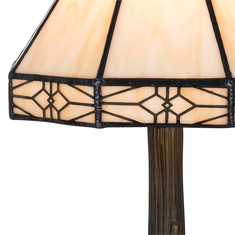 Benjara Tree Like Metal Body Table lamp with Conl Shade-Beige/Bronze