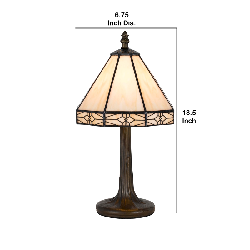 Benjara Tree Like Metal Body Table lamp with Conl Shade-Beige/Bronze