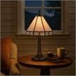 Benjara Tree Like Metal Body Table lamp with Conl Shade-Beige/Bronze