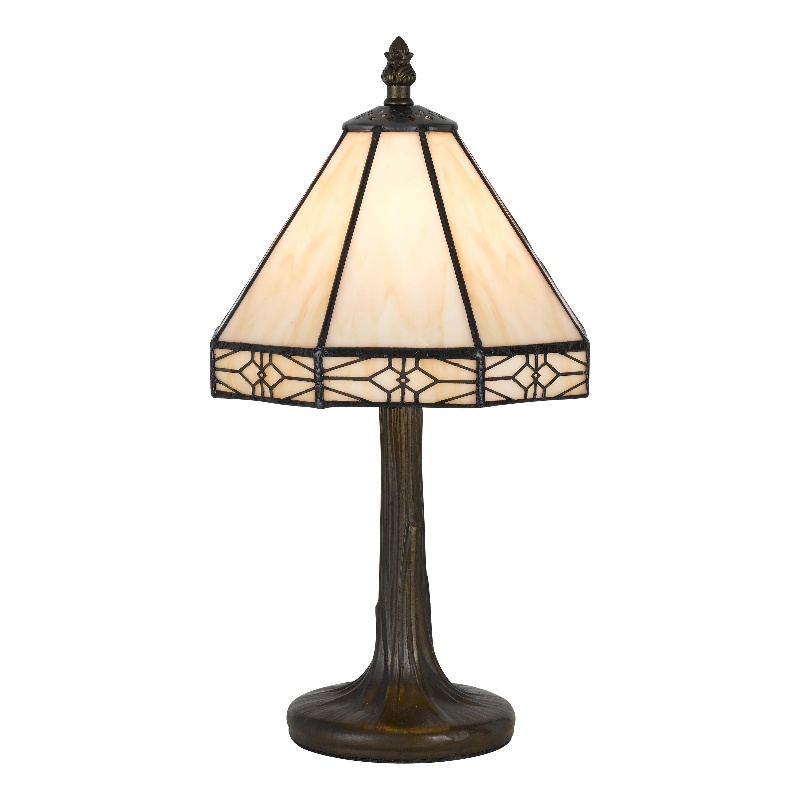 Benjara Tree Like Metal Body Table lamp with Conl Shade-Beige/Bronze