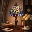 Benjara Metal Body Table Lamp with Butterfly Design Shade- Multicolor