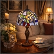 Benjara Metal Body Table Lamp with Butterfly Design Shade- Multicolor