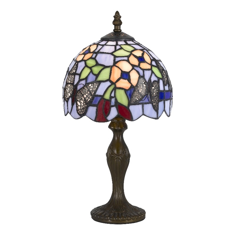 Benjara Metal Body Table Lamp with Butterfly Design Shade- Multicolor