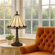 Benjara Tree Like Metal Body Table lamp with Conl Shade-Bronze/Beige