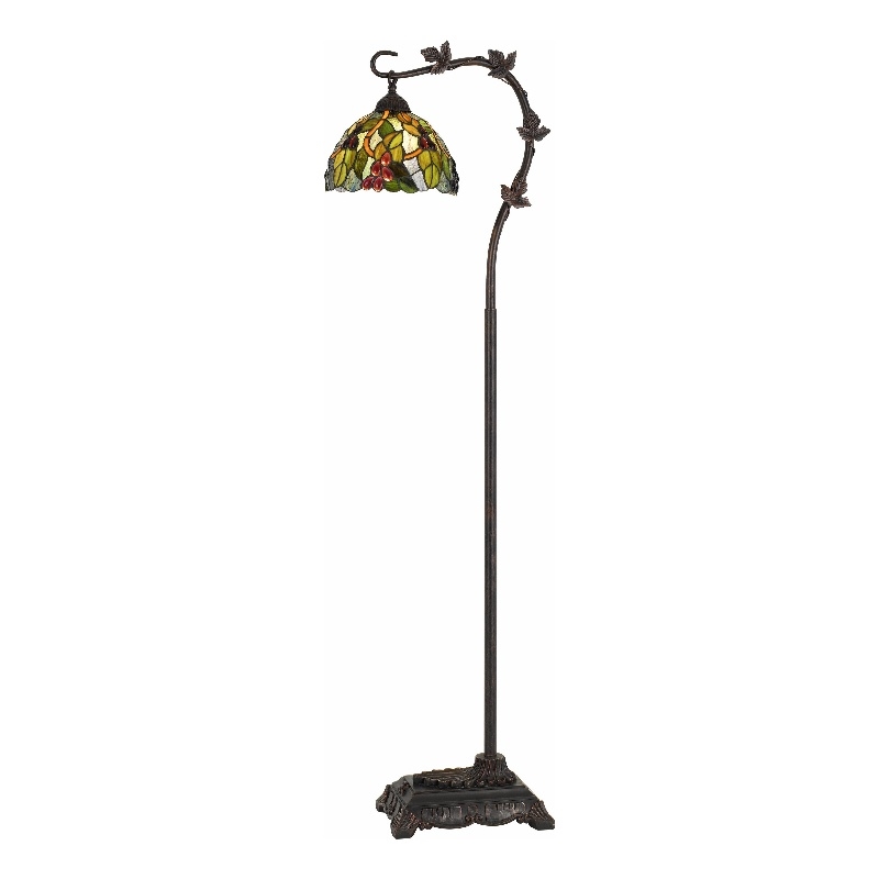 Benjara Downbridge Metal Floor Lamp with Leaf Accents- Multicolor