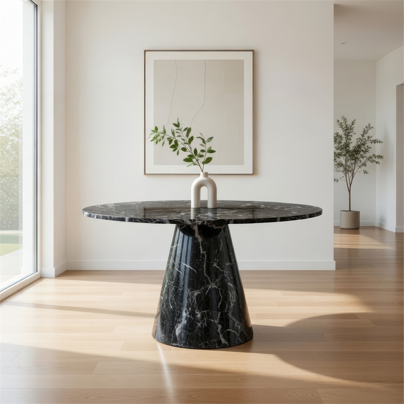 Benjara Olivia Dining Table- Pedestal Base- 48