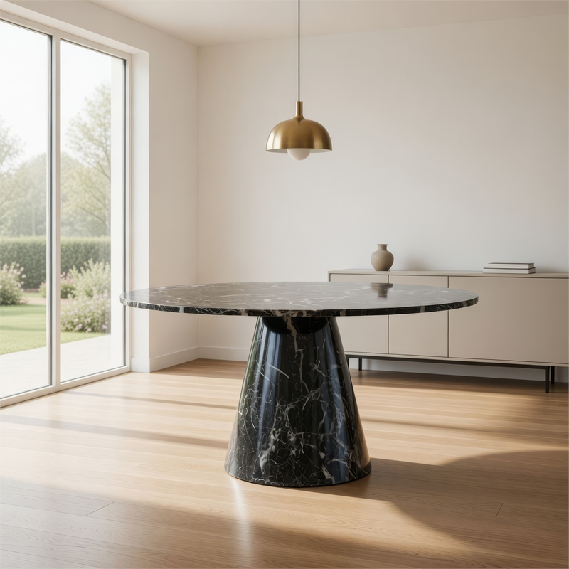 Benjara Olivia Dining Table- Pedestal Base- 48