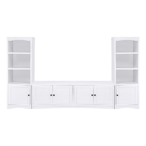 Benjara 78&quot Donna 3pc TV Stand Wall Unit with 2 Media Towers- White