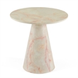 Benjara Cid Pany End Table- Modern Off White Faux Marble- Round 24